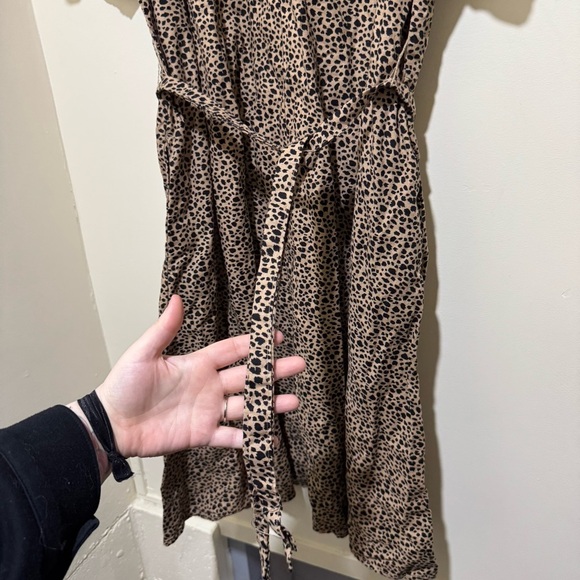 Women’s Joe Fresh Brand Leopard Print V-Neck Tie Waist Short Sleeve Dress S: 2X - Picture 6 of 16